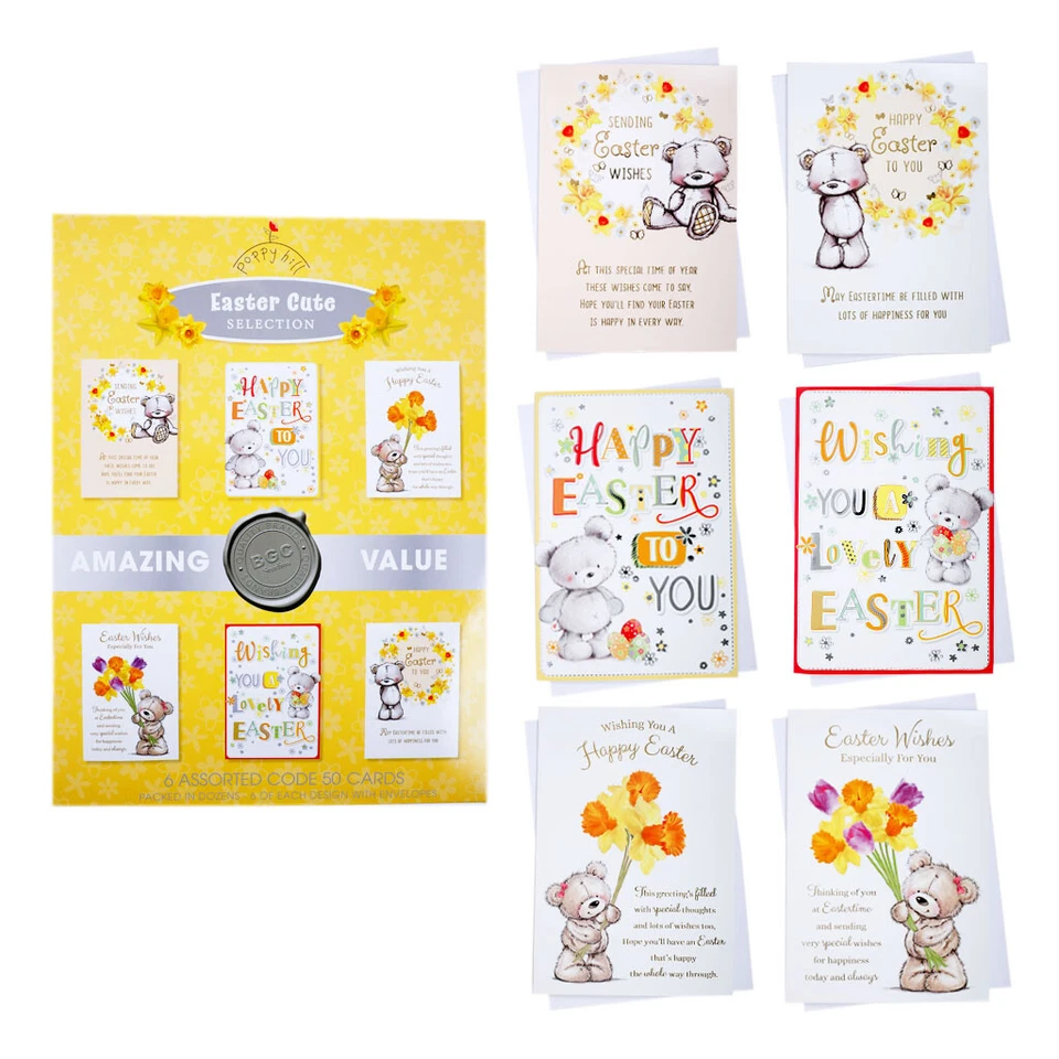 PACK OF 12 FAMILY FRIENDS HAPPY EASTER CARDS ASSORTED CUTE KIDS DESIGNS  - Image 1 of 1