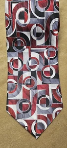 VTG Arrow Silk Tie Gray Silver Red Black White Geometric Men Necktie 59 x 3.3/4 - Picture 1 of 9