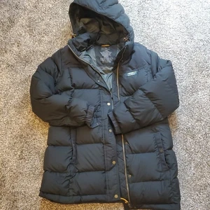 Giacca parka piumino LL Bean donna montagna classico piumino taglia large nero cappuccio - Foto 1 di 11
