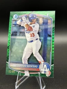 2025 Bowman Chrome Green Reptilian #BCP-115 Eduardo Quintero#’d /99 Dodgers - Picture 1 of 2