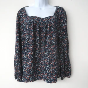 Blusa Boho Lucky Brand XL Floral Cuello Cuadrado Manga Larga Romántica Femenina - Imagen 1 de 10