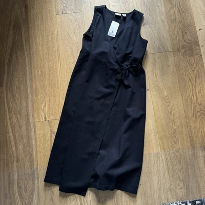NUEVO CON ETIQUETAS LL Bean Vintage Tencel Vestido Midi Envolvente Para Mujer’s 10 Pequeño Sin Mangas Negro Foto 1 de 4
