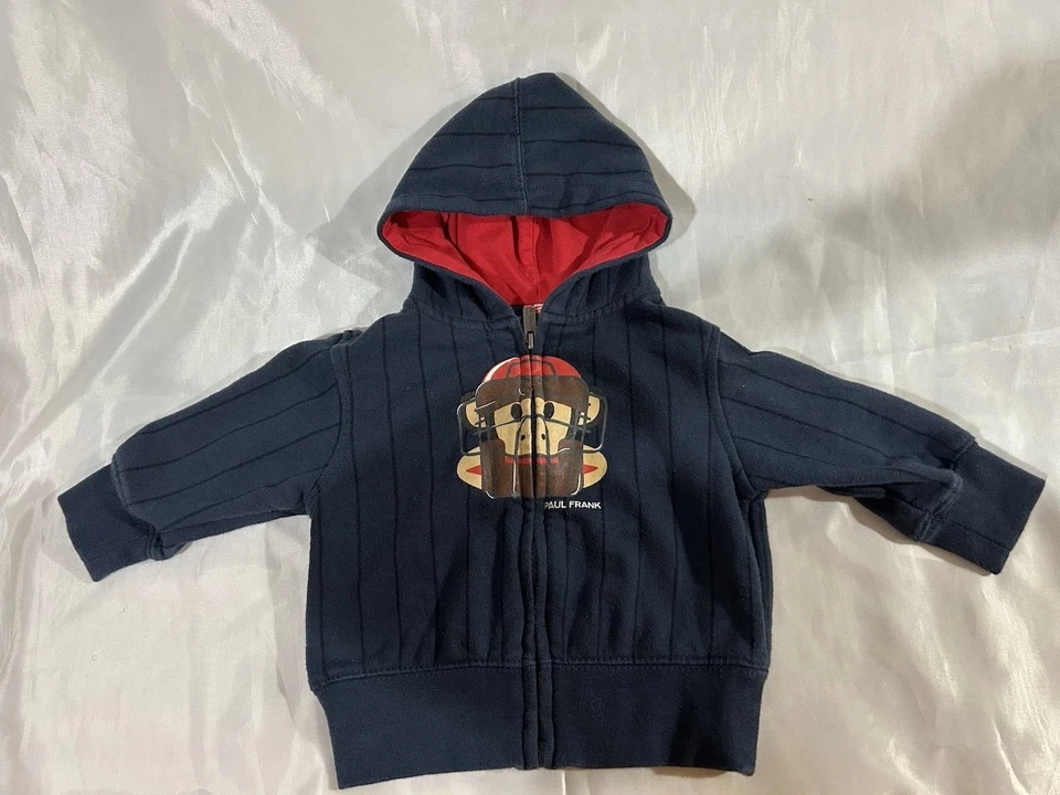 Sudadera con Capucha Paul Frank Niños Cremallera Talla 12 Meses Béisbol “Play Ball” Azul Marino Foto 1 de 4