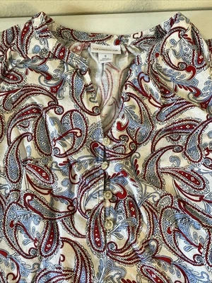 Vestido Liz Claiborne Lino Estampado Paisley Mujer Talla S Rojo Azul Verano (G2) Foto 1 de 4