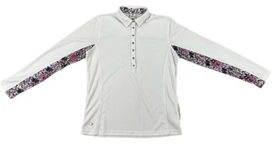 Camisa de golf deportiva diaria para mujer manga larga broches de presión ribete floral ropa deportiva talla XL Foto 1 de 4