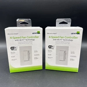2 NEW Leviton Decora Smart Wi-Fi Ceiling Fan Speed Controller White No. DW4SF - Picture 1 of 7