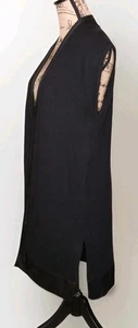 Chico's (1) - Black Open Faux Leather Trim Sleeveless Duster - Women's Medium - Picture 1 of 3