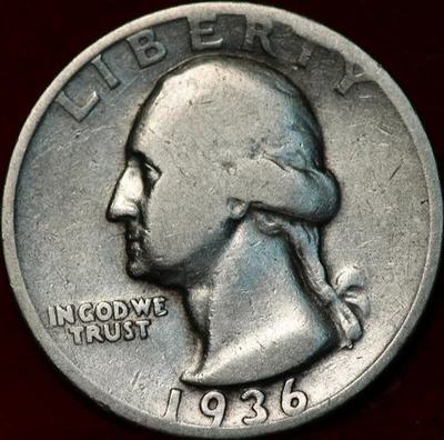 1936-D Denver Mint Silver Washington Quarter - Image 1 of 2