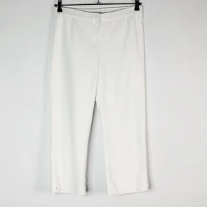 J Jill Sz 8 Ankle Pants Women White Flat Front Super Stretch Straight Leg  - Picture 1 of 8