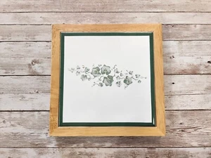 Holzrahmen Keramikfliese floral hell Eiche Rahmen Untersetzer Redner grün weiß - Bild 1 von 4