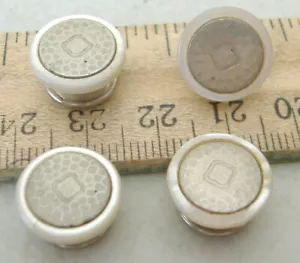 BAER & WILDE KUM-A-PART MANSCHETTENKNÖPFE ~ SILBERFARBEN MIT "PERLE" RAND - Bild 1 von 6