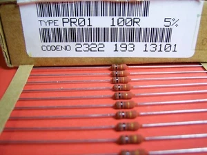 [100pcs] 100R 1W 5% Metal Oxide Resistors Philips PR01 - Picture 1 of 1