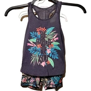 Old Navy Active Girls 2 Piece Shirt Bike Shorts Tropical Floral Go Dry XS 5 - Picture 1 of 7