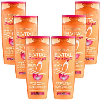 6x 250ml Loreal Paris Elvital Dream Length Super Aufbau Shampoo mit Rizinus Öl - Bild 1 von 3