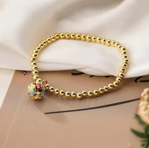 Mujer Moda Joyería Oro Cuentas Bohemio Multicolor Mal de Ojo Bola Pulsera 616 - Imagen 1 de 1