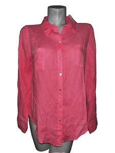 New Lilly Pulitzer Top Seacoast Linen Pink Long Sleeve Button Up Shirt Size M - Picture 1 of 6