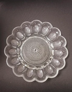 VTG Indiana Glass Co Thousand Eyes Hobnail Deviled Egg Plate 15 eggs - Picture 1 of 2