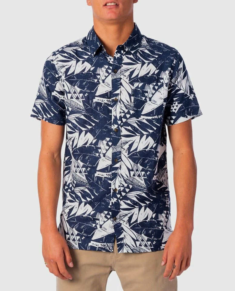 RIP CURL Men's S/S Button-Up Shirt BLUE HIGHWAY - IND - Medium - NWT - Image 1 of 1