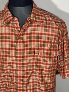 PrAna Shirt Plaid Outdoor Casual Button Up Short Sleeve Multicolor Size L - Picture 1 of 12