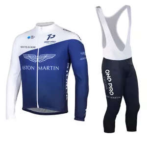 Camiseta de lana térmica para hombre ciclismo manga larga jersey ciclismo, pantalones de babero de ciclismo - Imagen 1 de 7