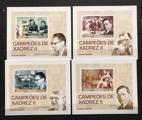Chess / Euwe / Botvinnik/ Smyslov / Alechine - Hard Cards Imperf. MNH - Del.18 Cover