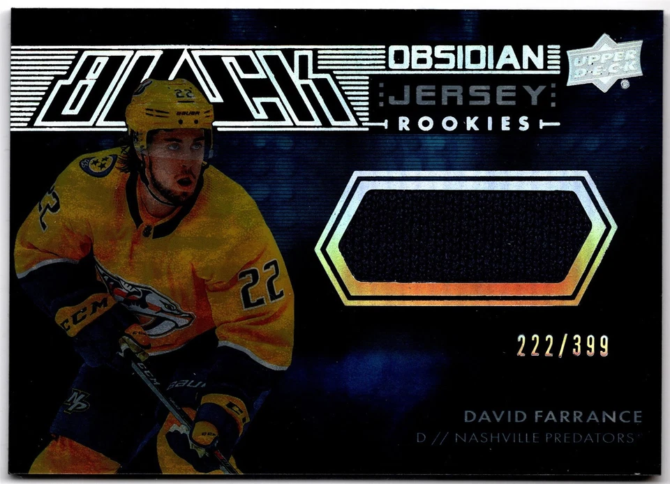 2021-22 Upper Deck SPx UD Black Obsidian Rookie Jersey DAVID FARRANCE ORJ-DF 399 - Image 1 of 1