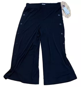 Studio JPR Women Med Stretch Wide Leg Pants Capri Elastic Waist Spandex Casual - Picture 1 of 7