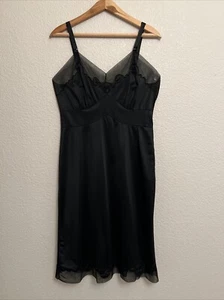 Vintage Lingerie Dress Slip Knee Length Black Quiet Luxury USA Pin Up 38 - Picture 1 of 8