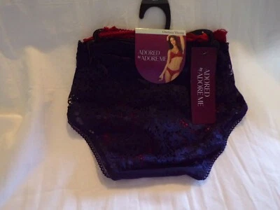 Womans Sexy Adored By Adore Me 2 Pk Chelsey Lace Thong Size 3X Red&Navy Blue - Image 1 of 4
