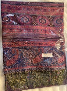 US-SELLER & US Location New Metallic Reversible Pashmina Scarf Shawl Wrap - Picture 1 of 6