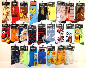 New Disney Characters Movie Nostalgic Novelty Socks Crew Size Womens Mens Unisex - Picture 1 of 56