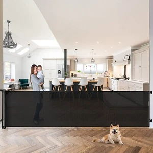 100"x42" Extra Wide Retractable Baby Gate for Stairs Large Openings Black - Picture 1 of 12