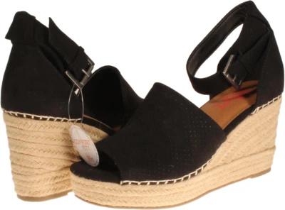 Sandalia de tacón de cuña Jellypop encantadora para mujer negra talla 8,5 M de EE. UU. Foto 1 de 3