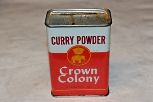 Vintage 1956 Crown Colony Curry Powder Spice Tin 2 Oz. Full San Francisco, CA - Picture 1 of 6