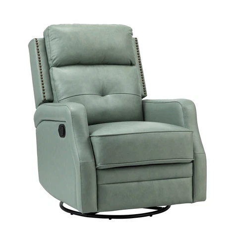 Gustavo 28.74" Genuine Leather Swivel Rocker Recliner - Sage  MSRP $1299.00 Cover