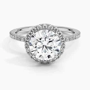 2CTW Women 18K White Gold Round Waverly Halo Lab Grown Diamond Engagement Ring - Picture 1 of 5