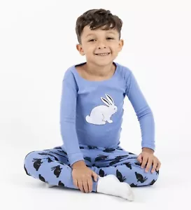 NEW Leveret Kids Pajama Set two Pzas | Easter Bunny |applique Blue Size 6 Cotton - Picture 1 of 10