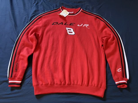 Vintage NWT Chase Authentics NASCAR Dale Earnhardt Jr Red Sweatshirt Size Medium Cover