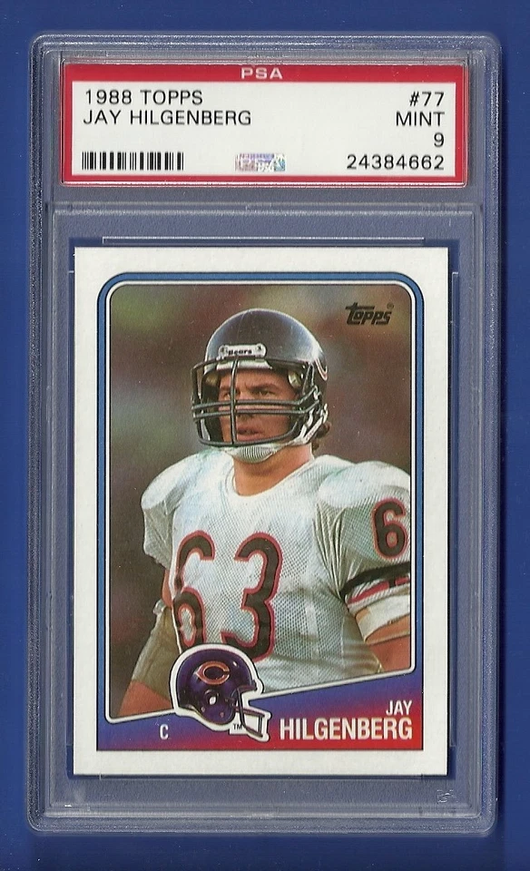 1988 TOPPS #77 JAY HILGENBERG PSA 9 MINT POP 15 ONLY 12 HIGHER CHICAGO BEARS - Image 1 of 1