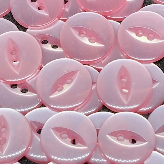 Polyester Fish Eye Buttons Mid Pink Pack of 10 - Image 1 of 1