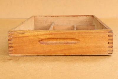 Vintage Kitchen Wood Cutlery Box Tray Silverware Caddy Communist Era 1960s - Image 1 of 4