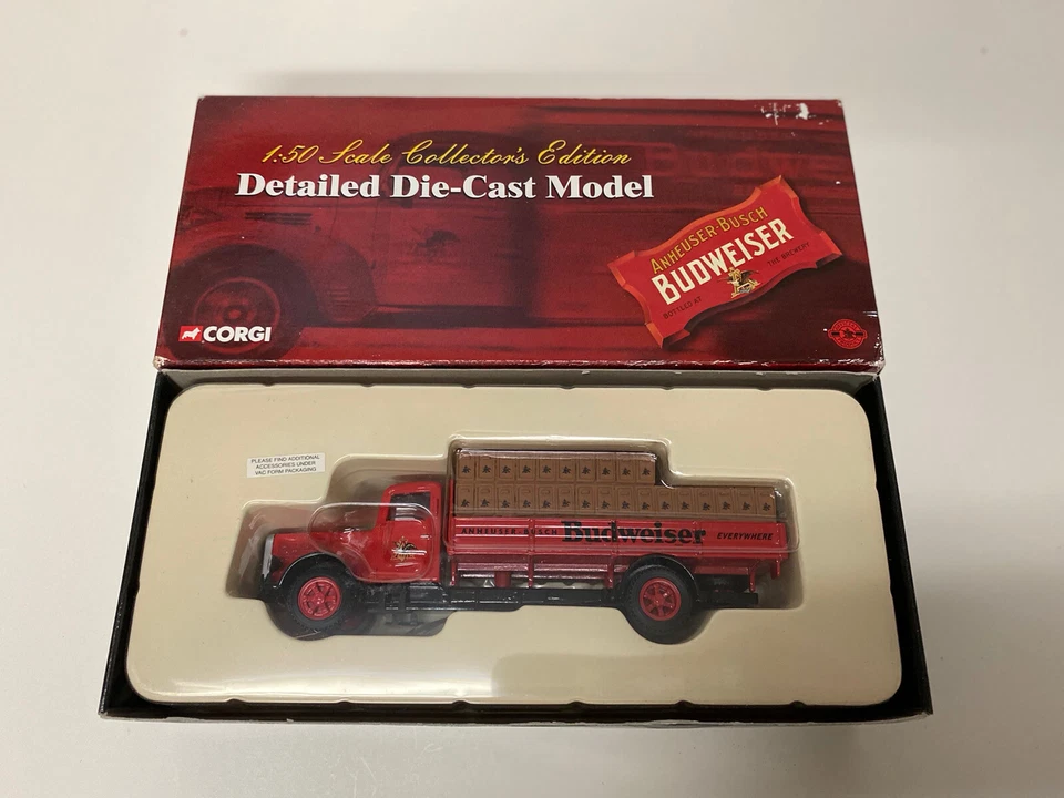 Corgi Budweiser White Flatbed w Box Load NIB US74505 - Image 1 of 2
