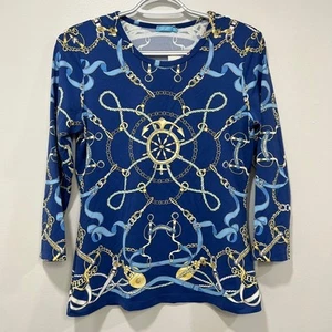 Camiseta J Mclaughlin Signature Nueva con Etiquetas $168 Pequeña Tela Catalina Azul Cadena Kenewick - Imagen 1 de 6