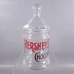 Vintage HERSHEY'S CHOCOLATE Anchor Hocking Clear Glass Advertising CANDY JAR - Picture 1 of 13