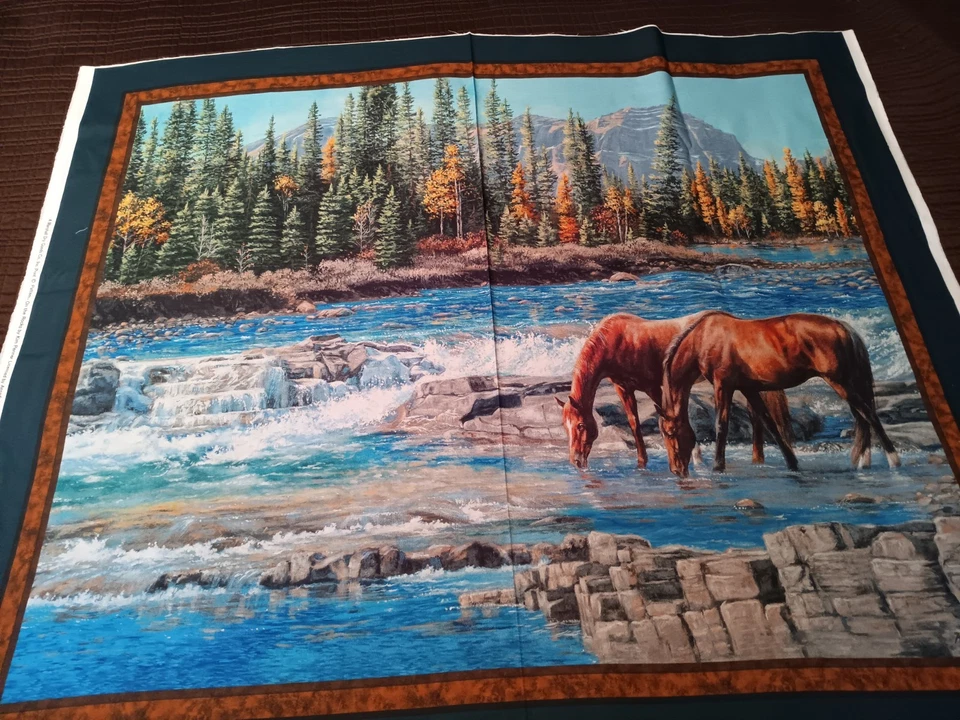 Panel de tela para caballos On the Rocks 36x44 Montañas Árboles Creek Marshall Productos secos Foto 1 de 3