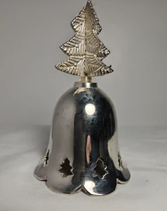 Vintage versilberte Weihnachtsbaumglocke 3,5" Made in India - Bild 1 von 6