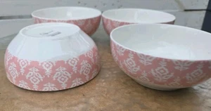 Mainstays Pink White Floral Soup Cereal Bowl Lot Of 4 - Picture 1 of 6