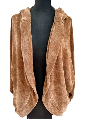 Cárdigan informal con capucha frontal abierto ala de murciélago terciopelo aplastado marrón BB Dakota, M Foto 1 de 4