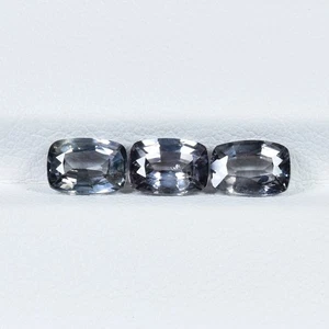 3.15 ct BEST GRADE LUSTER / NATURAL GRAY SPINEL - Cushion 7x5 3pcs Gems Video !! - Picture 1 of 3