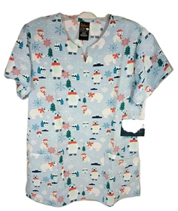 Top scrub donna orso polare blu scollo a V piccolo nuovo - Foto 1 di 11